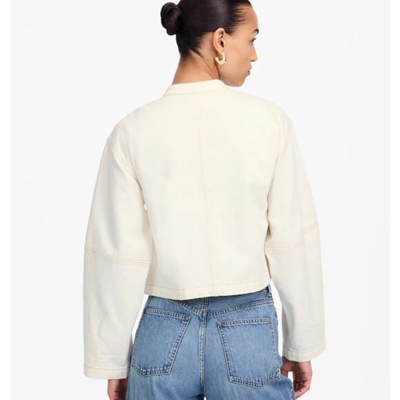 NWT Madewell Cocoon-Sleeve Denim Lady Jacket In Vintage Canvas Size XL - Picture 2 of 8